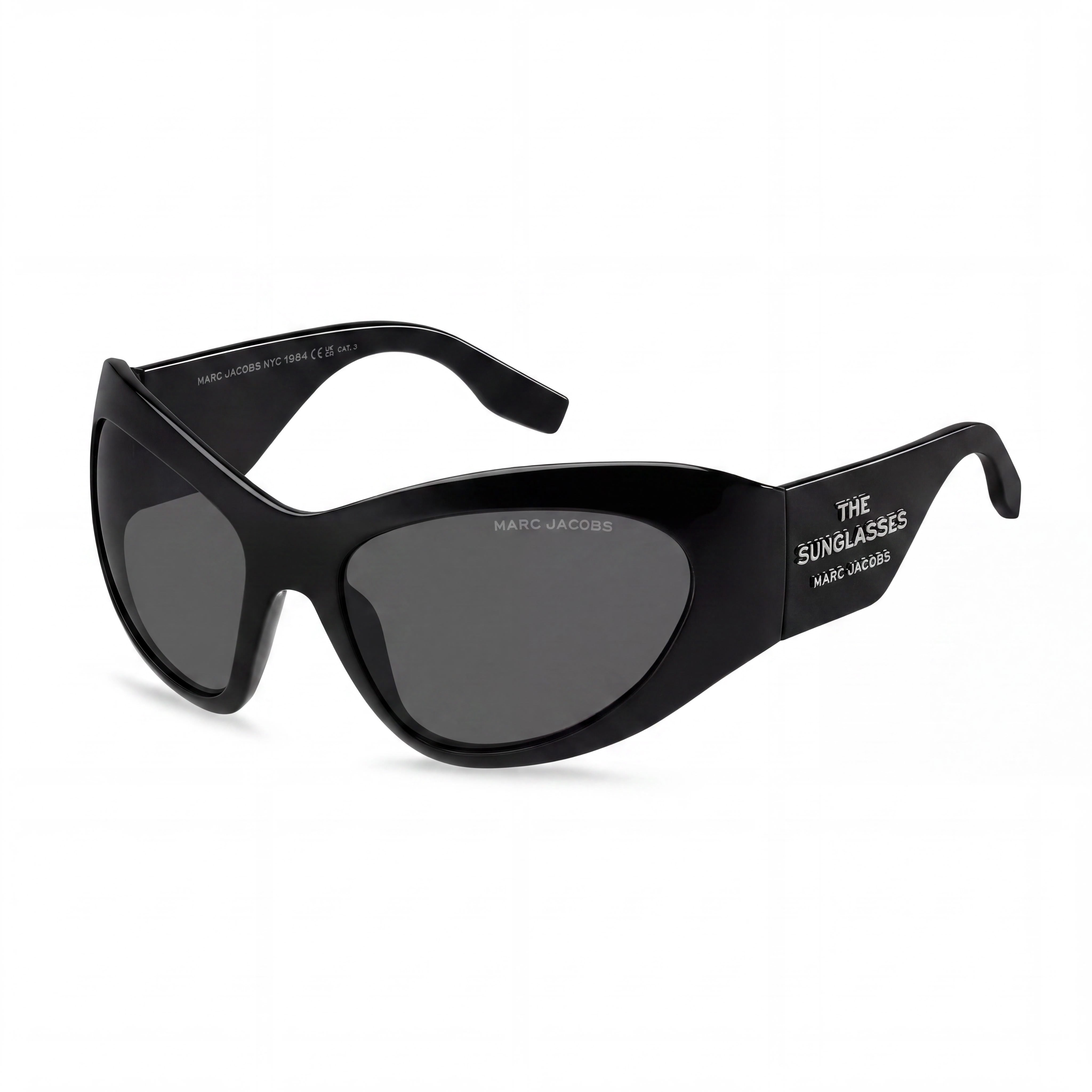 Marc Jacobs Gafas de sol informales para mujer, montura de poliamida negra y gris con lentes de policarbonato no polarizadas negras 62-18-120mm, Photo 1