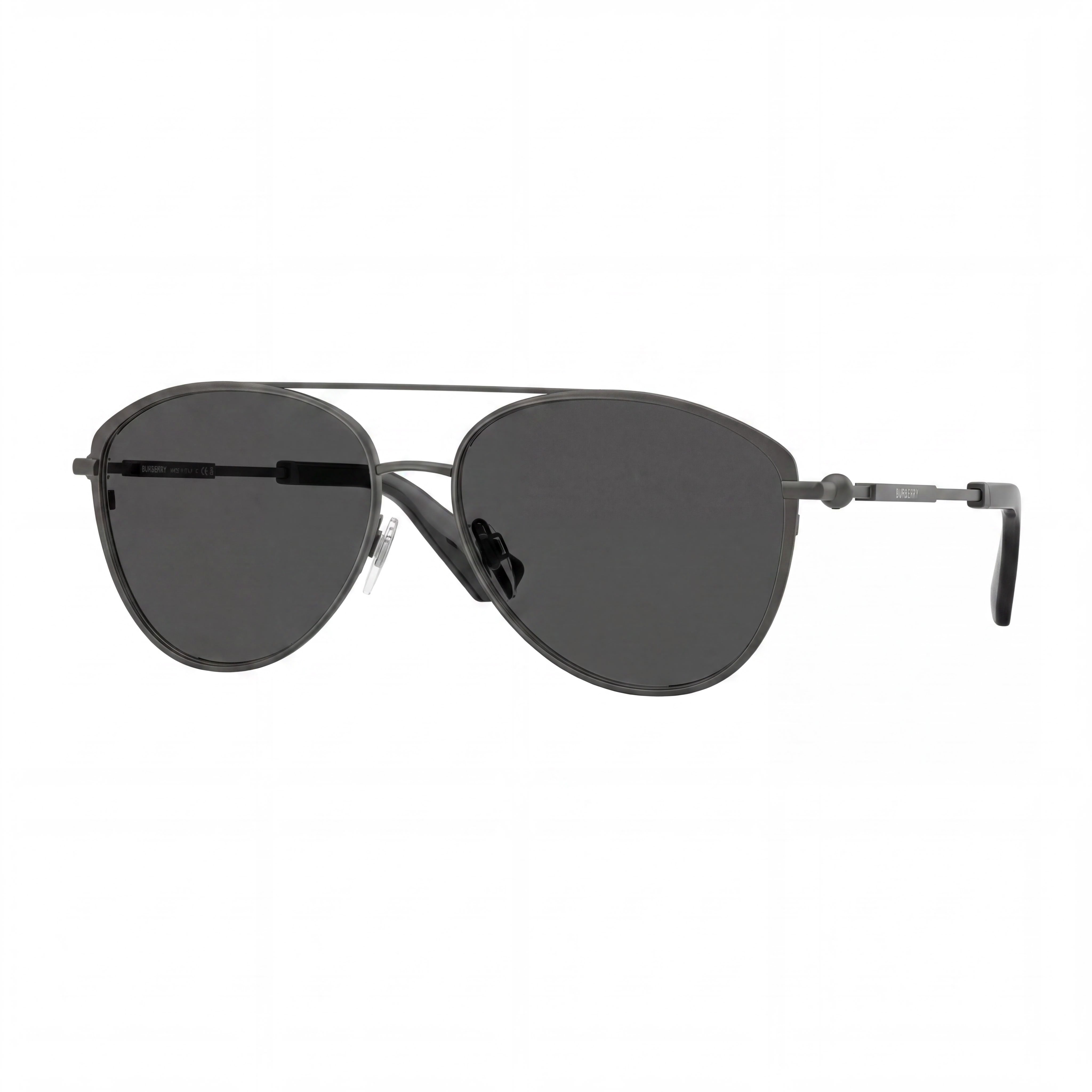 BURBERRY Gafas de sol clásicas unisex con montura de metal gris oscuro, lentes de policarbonato gris oscuro no polarizadas 59 mm, Photo 1