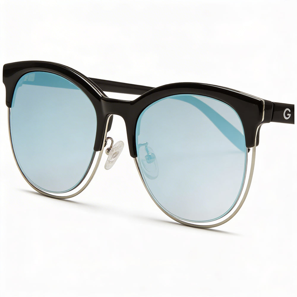 Guess Retro Women's Black White Plastic Blue Non-Polarized UV Protected Sunglasses Lens Width 53mm