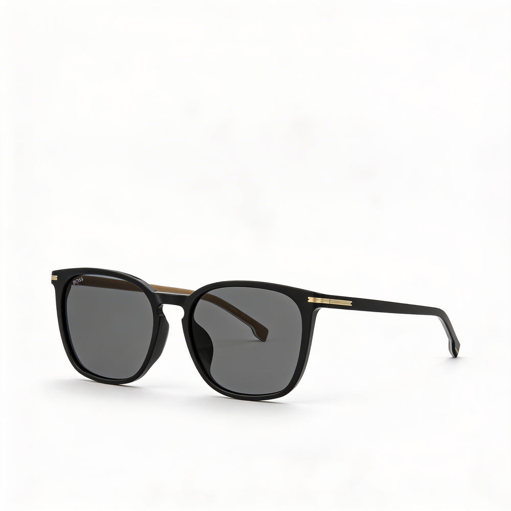 Gafas de sol modernas Hugo Boss para mujer, montura de acetato ecológico negro, lentes negras, 100 % protección UV, 56 mm