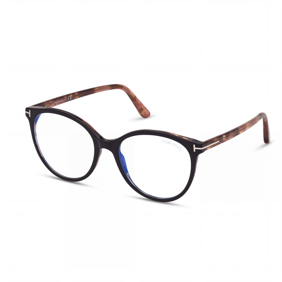 Montura de gafas de plástico con bloqueo de luz azul Tom Ford FT5742-B para mujer, negro bilaminar y habana rosa antiguo, 53mm, Photo 1