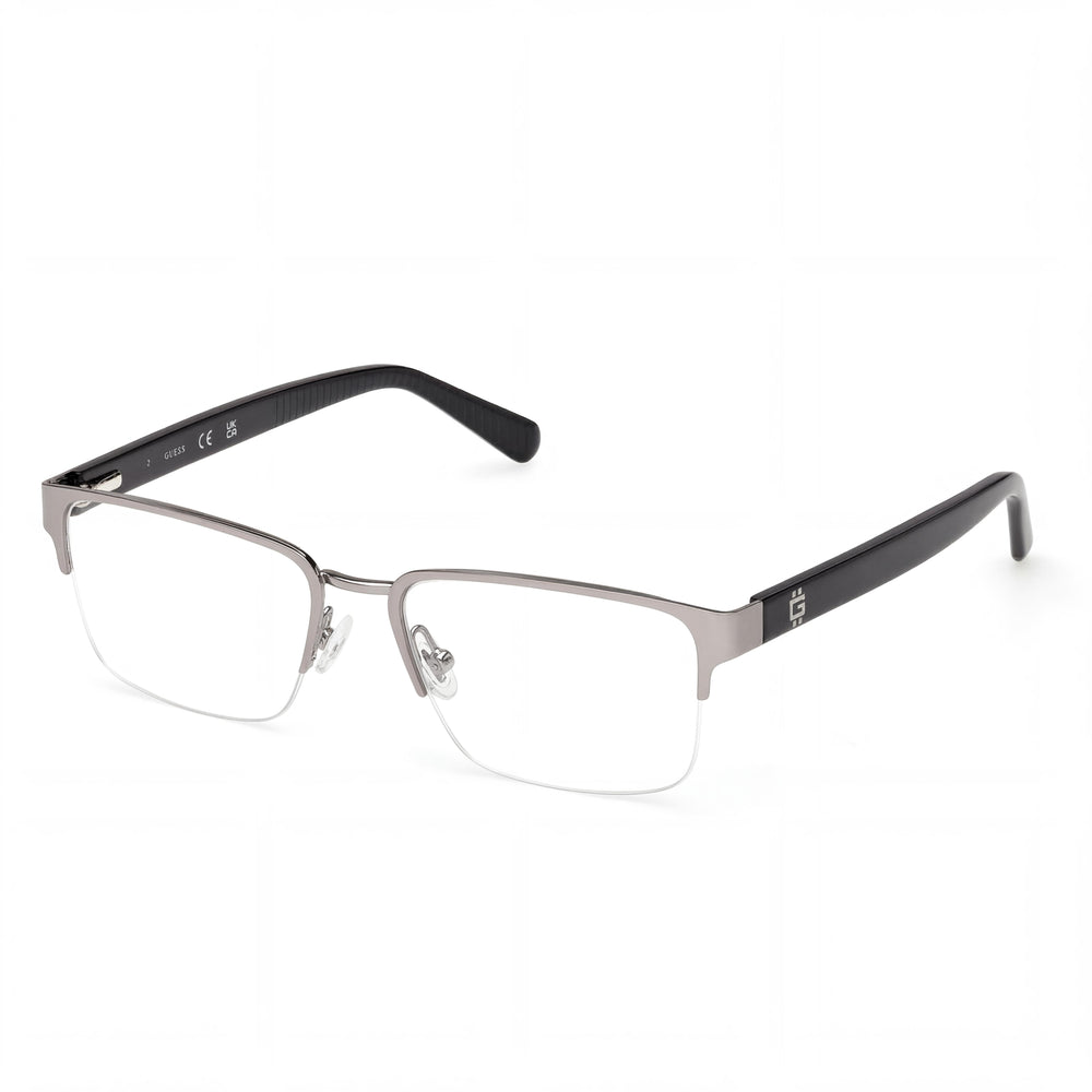 GUESS Gu50326 Gafas de metal para hombre con lentes de demostración - Rutenio claro mate negro brillante 53 mm
