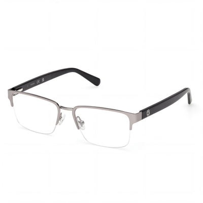 GUESS Gu50326 Men's Metal Eyeglasses with Demo Lenses - Matte Light Ruthenium Shiny Black 53mm