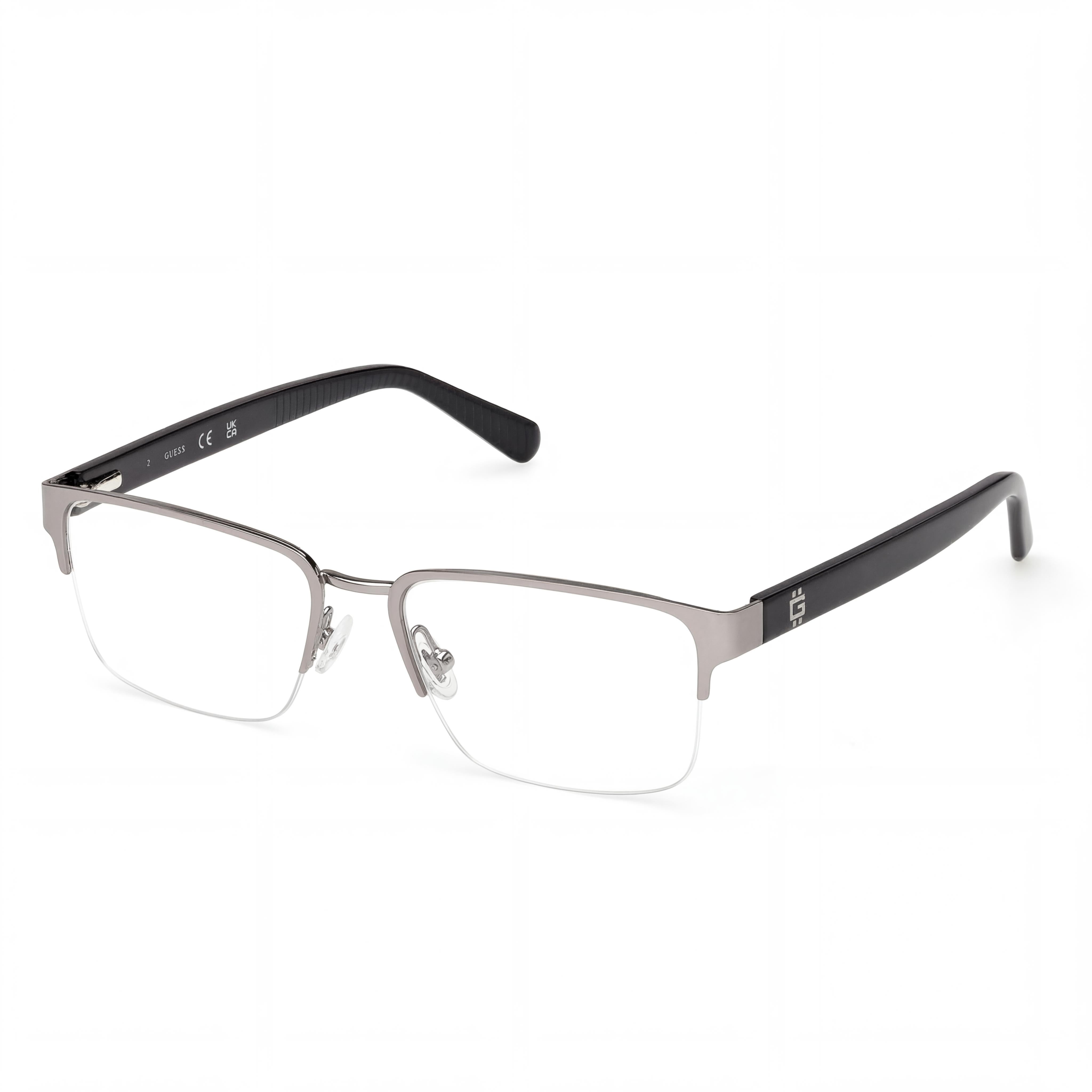 GUESS Gu50326 Men's Metal Eyeglasses with Demo Lenses - Matte Light Ruthenium Shiny Black 53mm, Photo 1