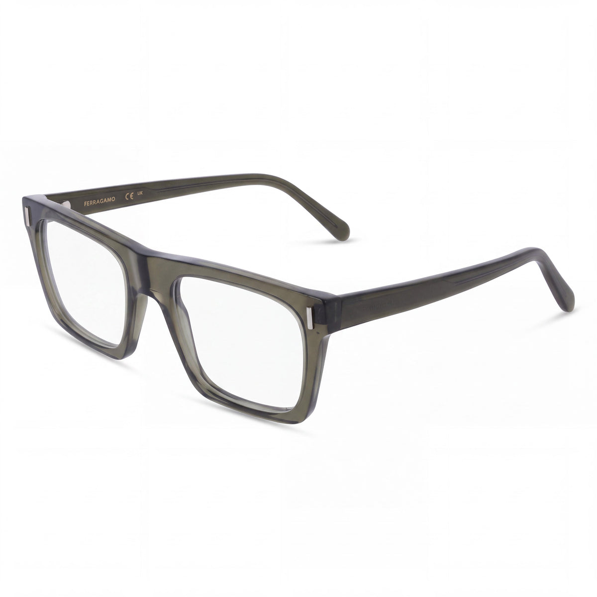 Gafas Ferragamo Sf3029 para hombre con montura de acetato caqui transparente y lentes transparentes de 54 mm, Photo 1