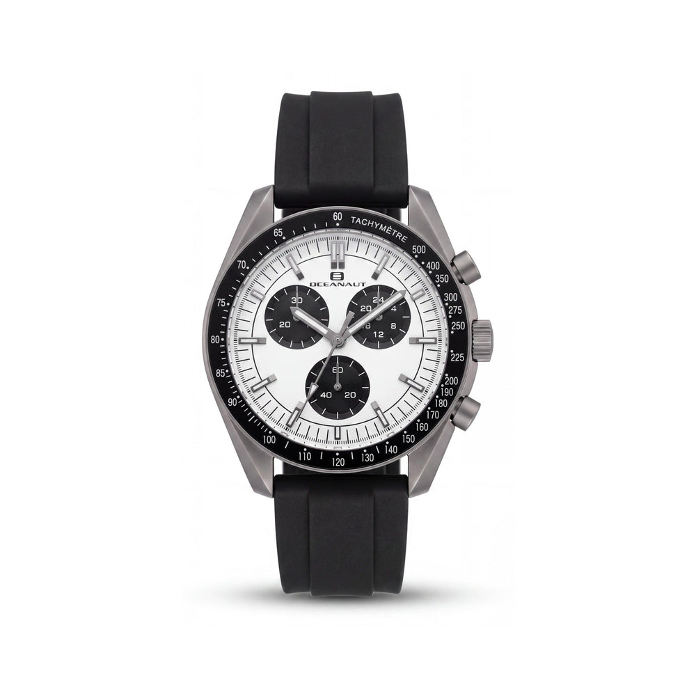 Oceanaut OC7582 Modern Men's Watch featuring a White Plastic Case, Leather Strap, Quartz Movement, Water Resistant