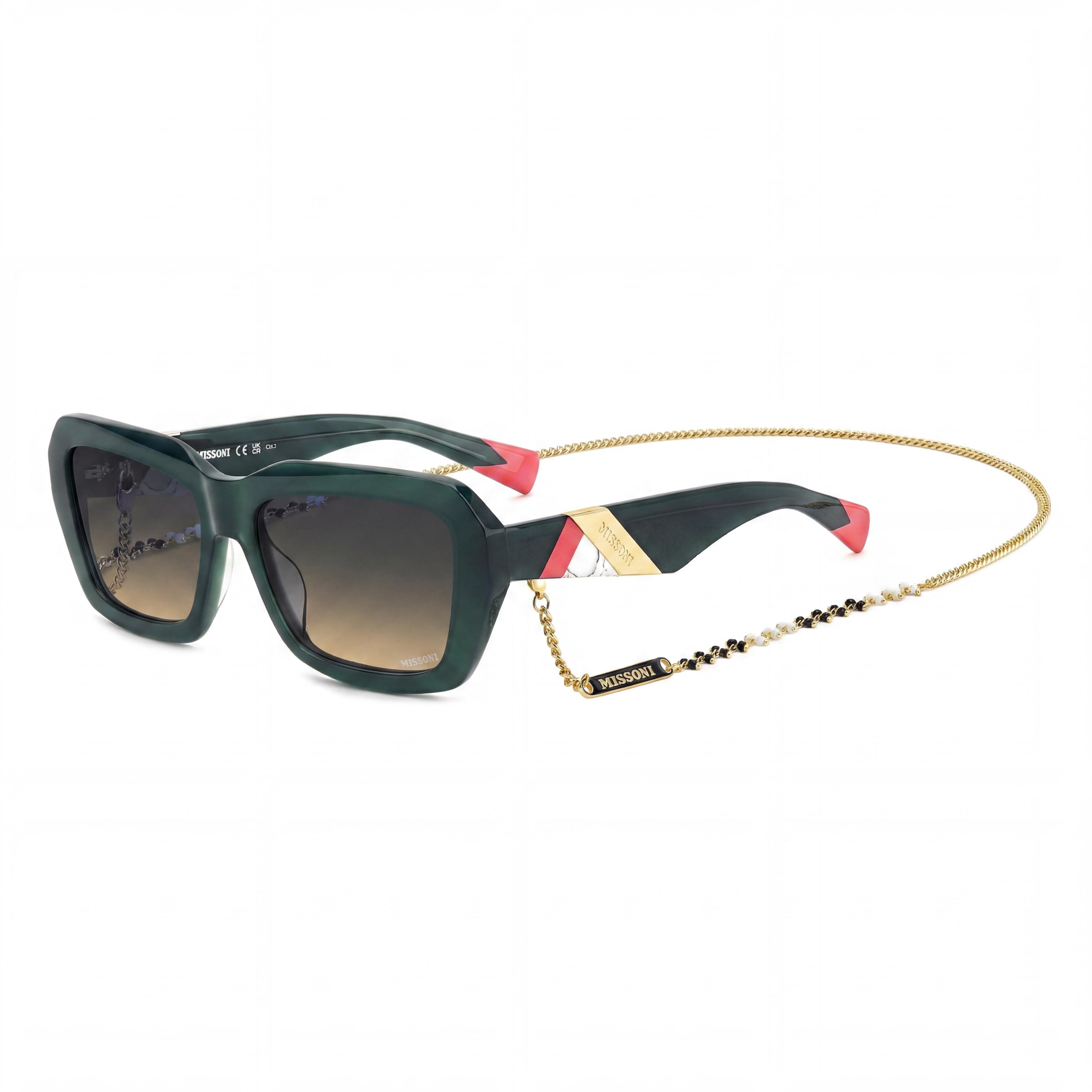 M Missoni Casual Women's Green/Blue Doubleshade Peach Acetate Frame Sunglasses with Blue Doubleshade Peach Lenses 55mm, Photo 1