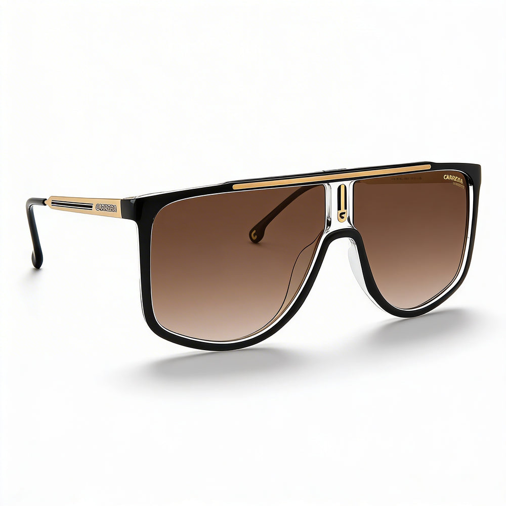 Carrera 1056/S Men's Black Gold Polyamide Pilot Sunglasses Gradient Brown Lenses 100% UV Protection 61mm