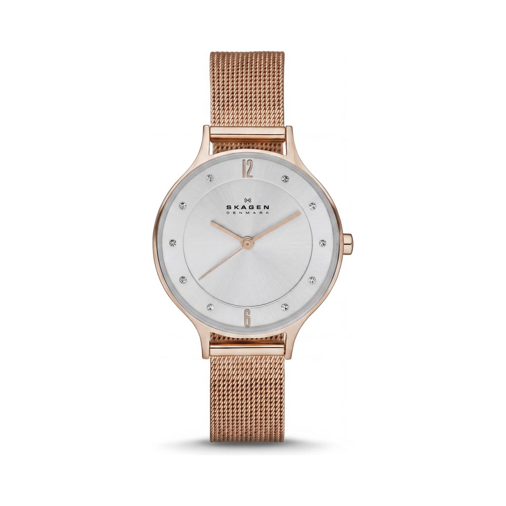 SKAGEN DENMARK Reloj analógico SKW2151, pulsera de malla de acero inoxidable en oro rosa para mujer, movimiento de cuarzo, caja de 30 mm
