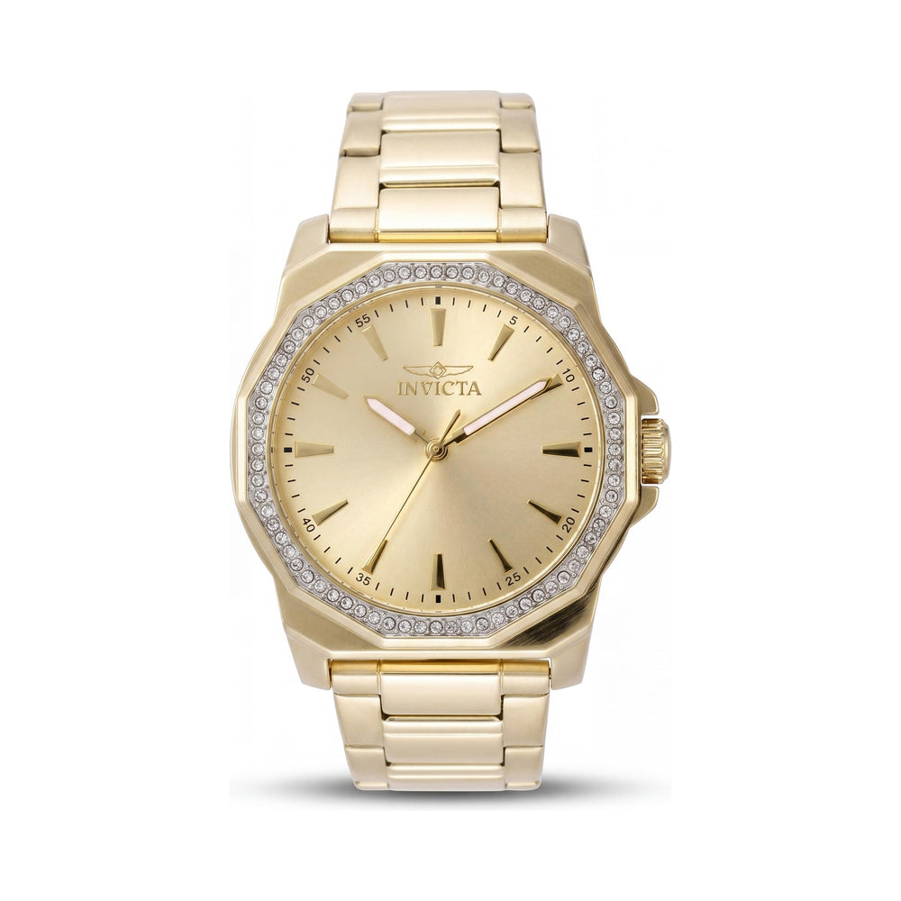 Invicta Speedway 49113 Reloj de pulsera unisex de cuarzo, 34 mm, esfera dorada, caja de acero inoxidable, resistente al agua