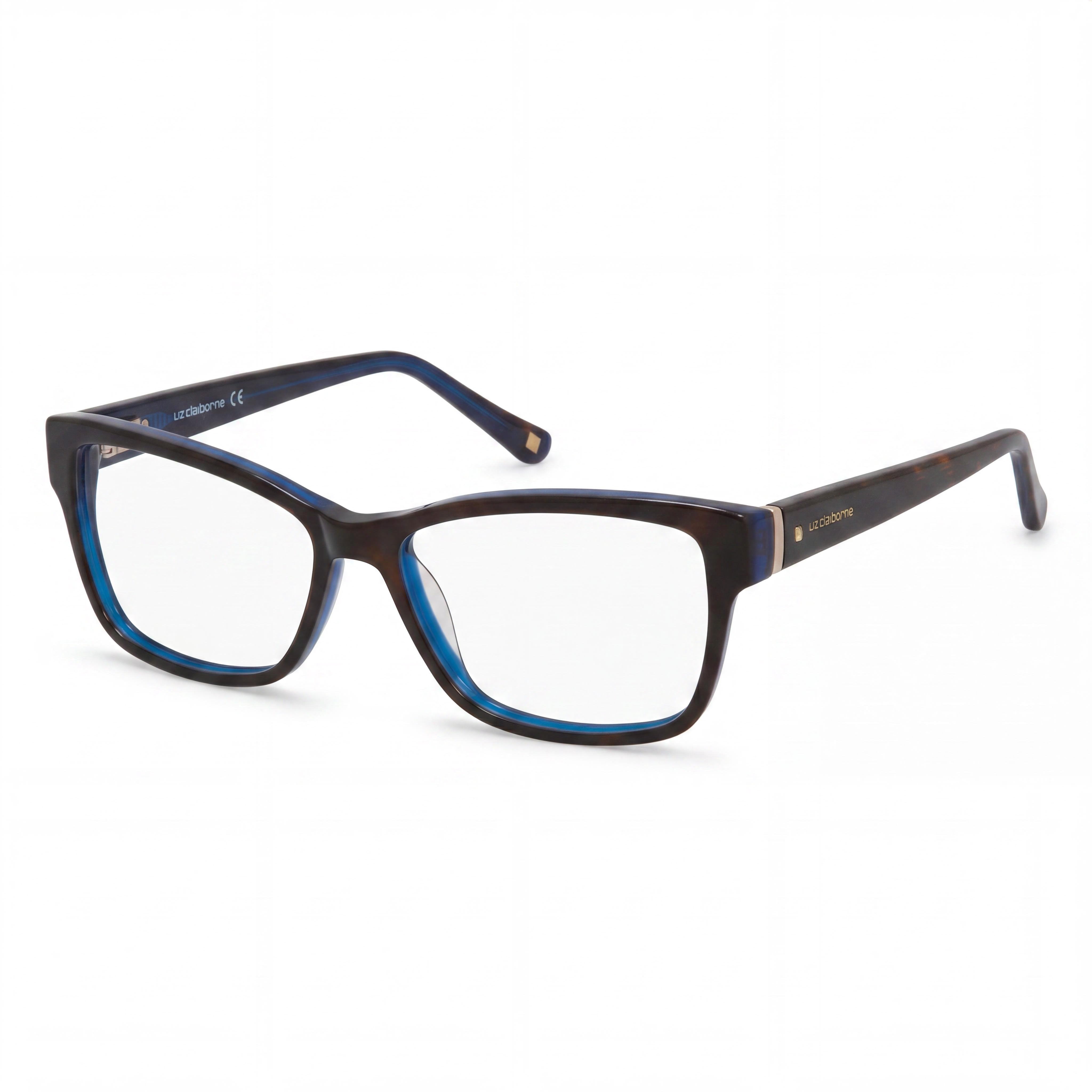 Liz Claiborne Modelo 616 Montura Rectangular de Plástico para Mujer, sin cristales, Havana Blue 55mm, Photo 1