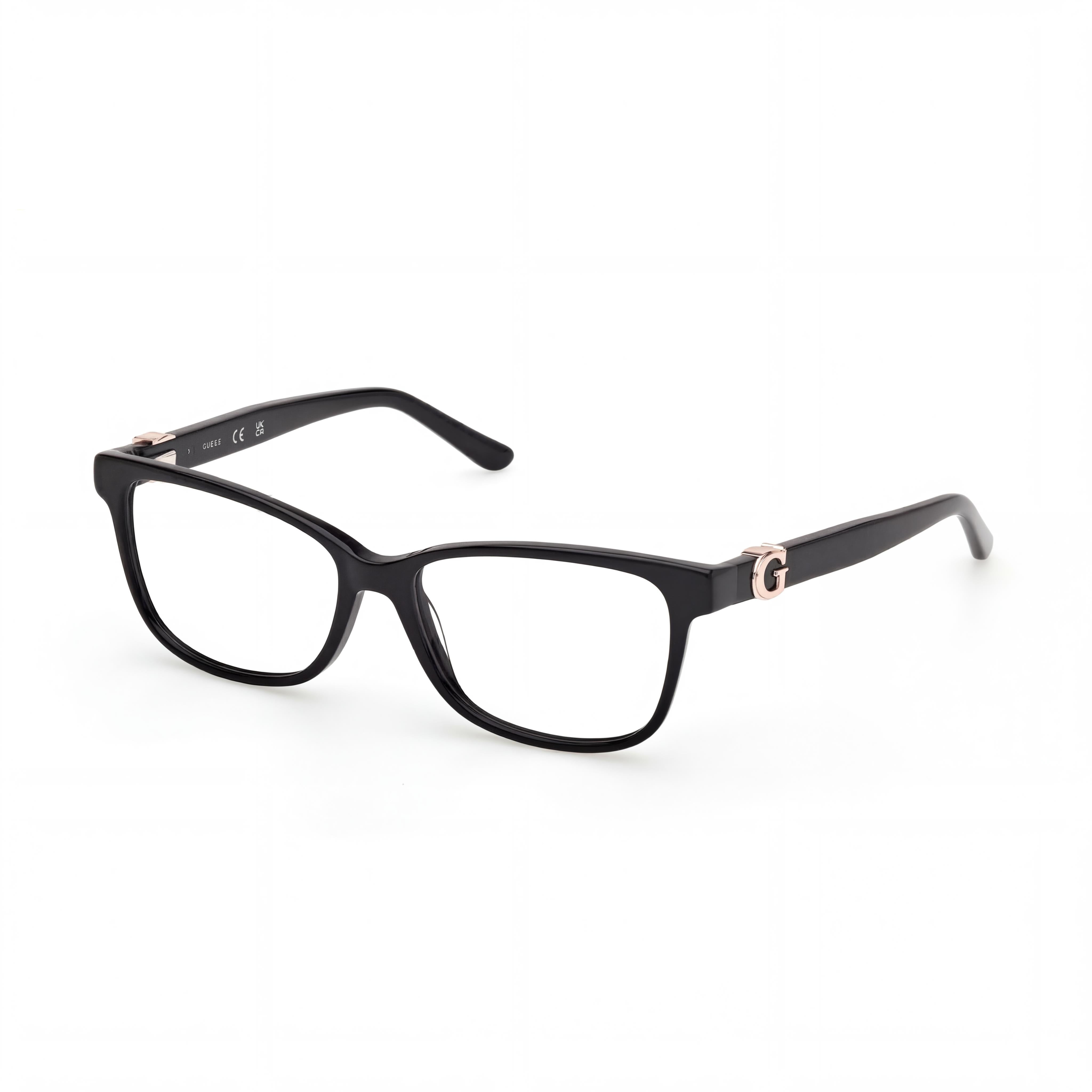 GUESS Gu50227 Women's Plastic Frame Eyewear, Shiny Black Frame and Shiny Black Lenses, 52mm, Photo 1