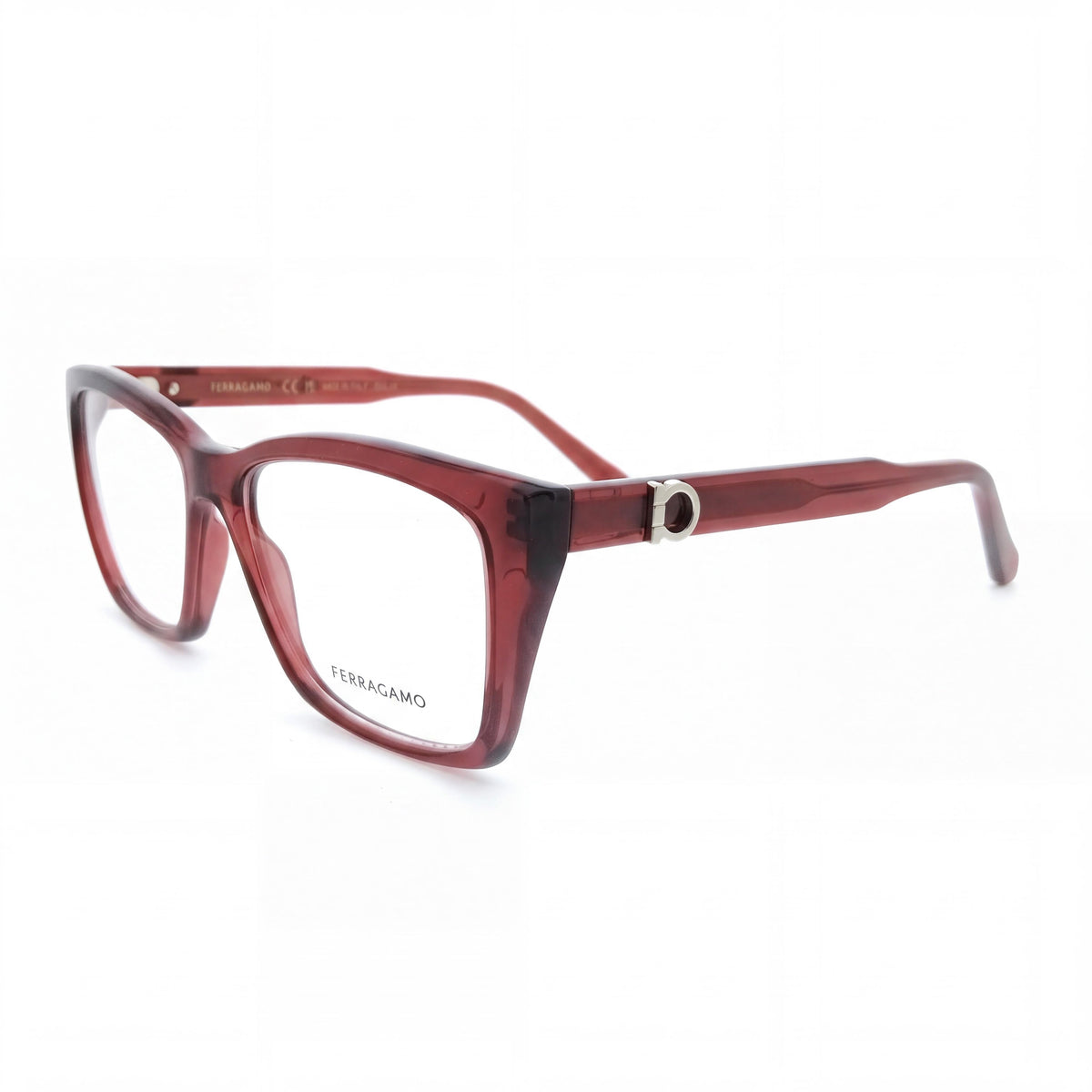 Ferragamo Sf3030e Men's Transparent Red Acetate Frame with Transparent Polycarbonate Lenses Optical Frames 54mm, Photo 1