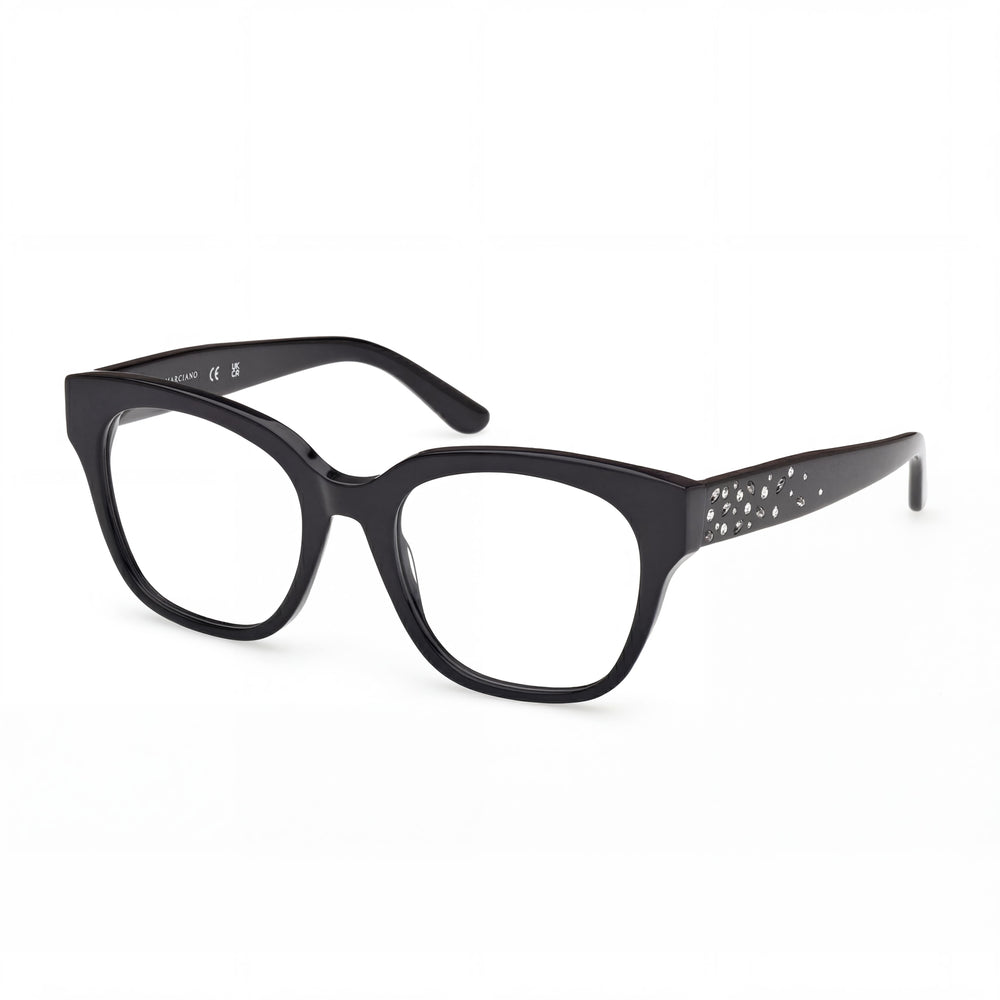 GUESS by Marciano Gm50017 Gafas para mujer con montura de plástico negro brillante y lentes de policarbonato - Talla 52/19/140