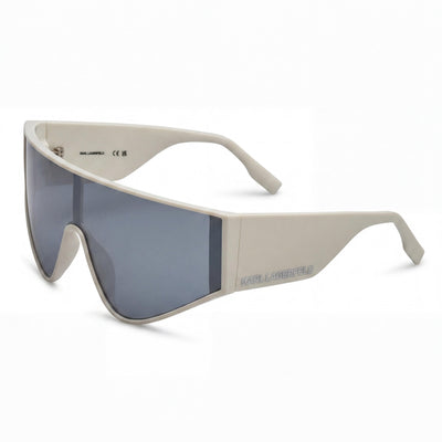 Gafas de sol de acetato para mujer KARL LAGERFELD, máscara, montura blanca, gris azulado no polarizado, 100 % protección UV 400, 65-19-140