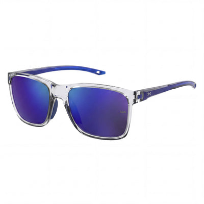 Under Armour Ua Hustle Jr. Unisex rectangular Poliamida cristalina multicapa azul espejada UV no polarizada 56mm