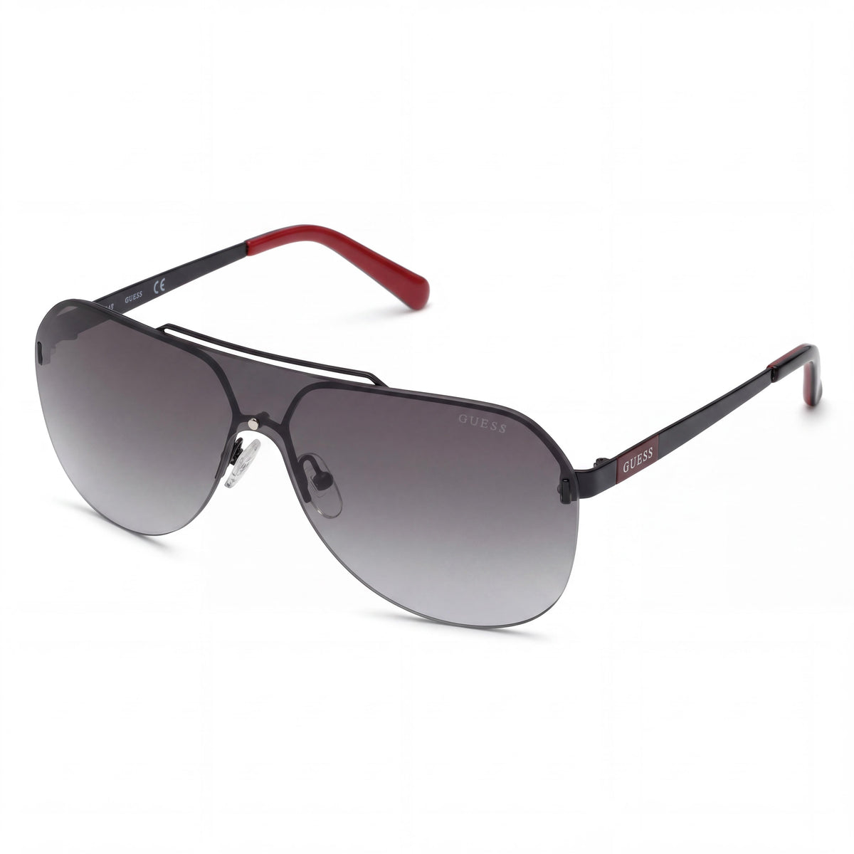 GUESS Gf5053 Men's Glossy Black Smoke Gradient Metal Sunglasses with Black Gradient UV Lenses, Photo 1