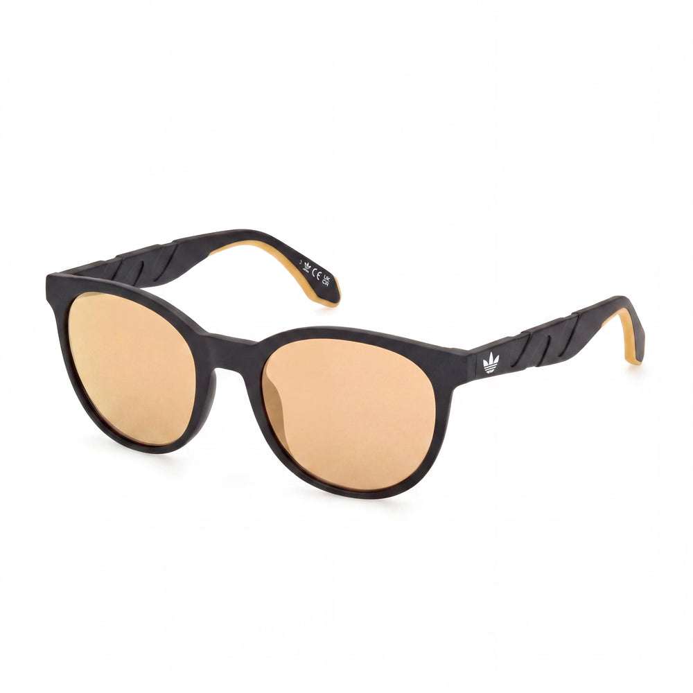 Gafas de sol adidas unisex con protección UV, montura de plástico, lentes de policarbonato, negro mate, espejo marrón 53mm