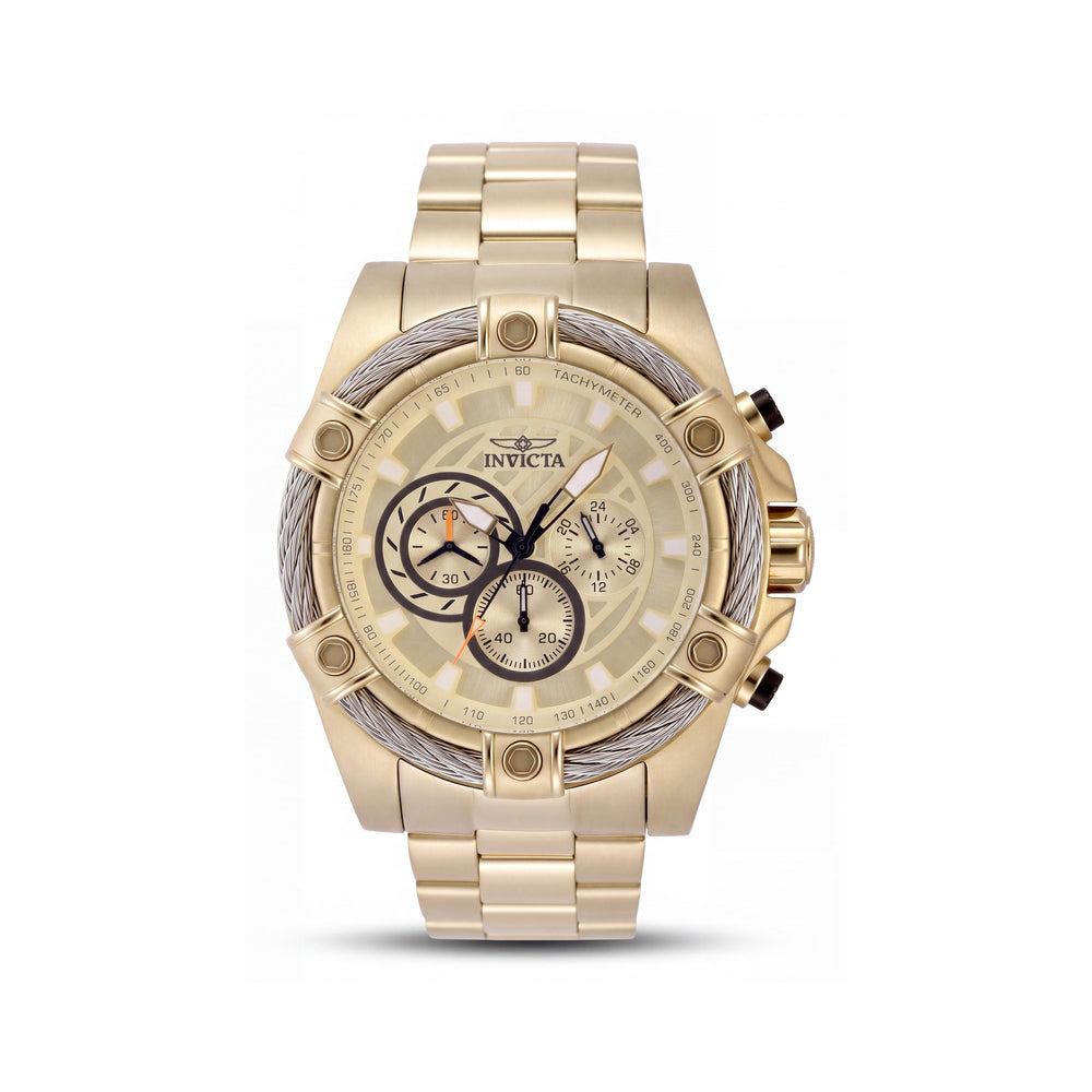 Invicta 48866 Reloj de pulsera Bolt de acero inoxidable tono dorado con cristal Flame Fusion resistente a los arañazos y resistencia al agua de 100 m
