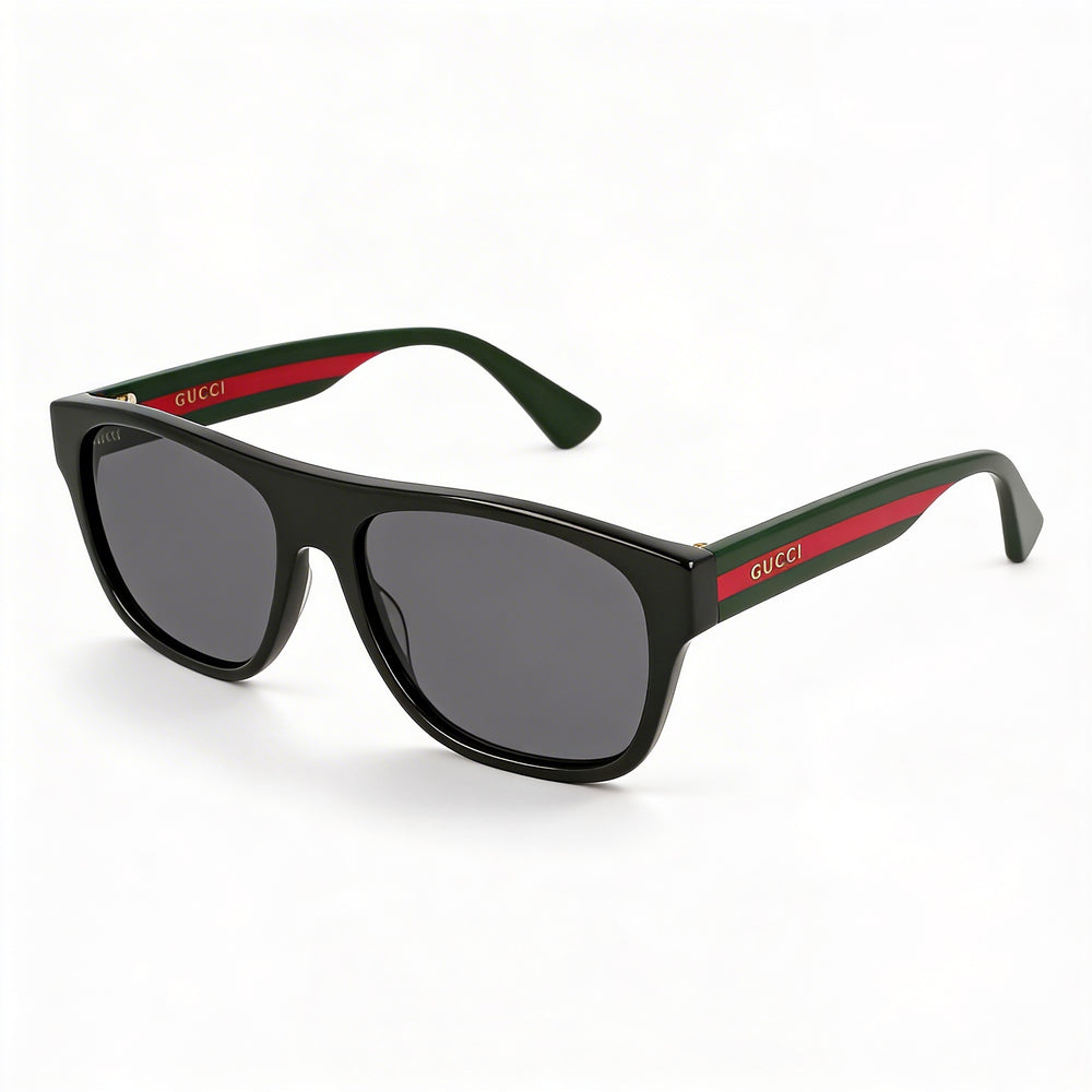 Gucci Gg0341S Men’s Rectangle Black Multicolour Grey Plastic Frame UV Protection Sunglasses 56mm
