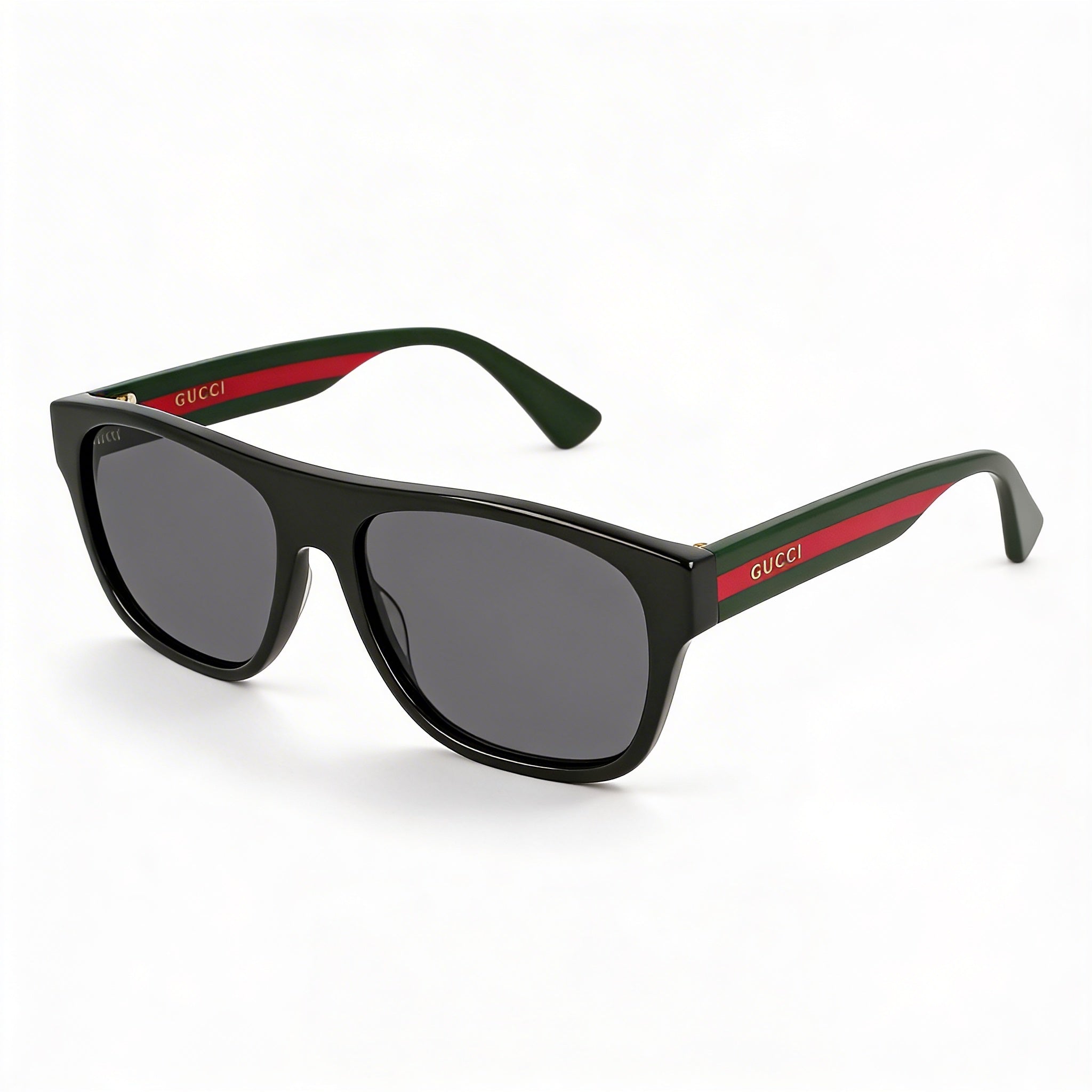 Gucci Gg0341S Men’s Rectangle Black Multicolour Grey Plastic Frame UV Protection Sunglasses 56mm, Photo 1