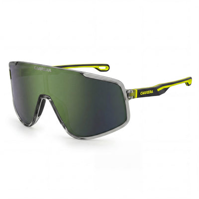 Carrera 4017/S Gafas de sol de plástico modernas para hombre, montura gris amarillo lente verde espejo, talla 99-1-135