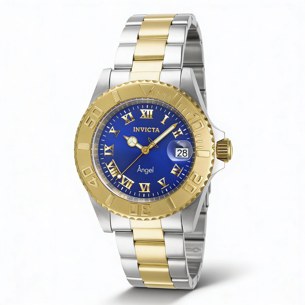 Reloj Invicta 14363 para mujer, con pulsera de acero inoxidable bicolor, esfera azul, luminoso, resistente al agua hasta 200 m, 40 mm