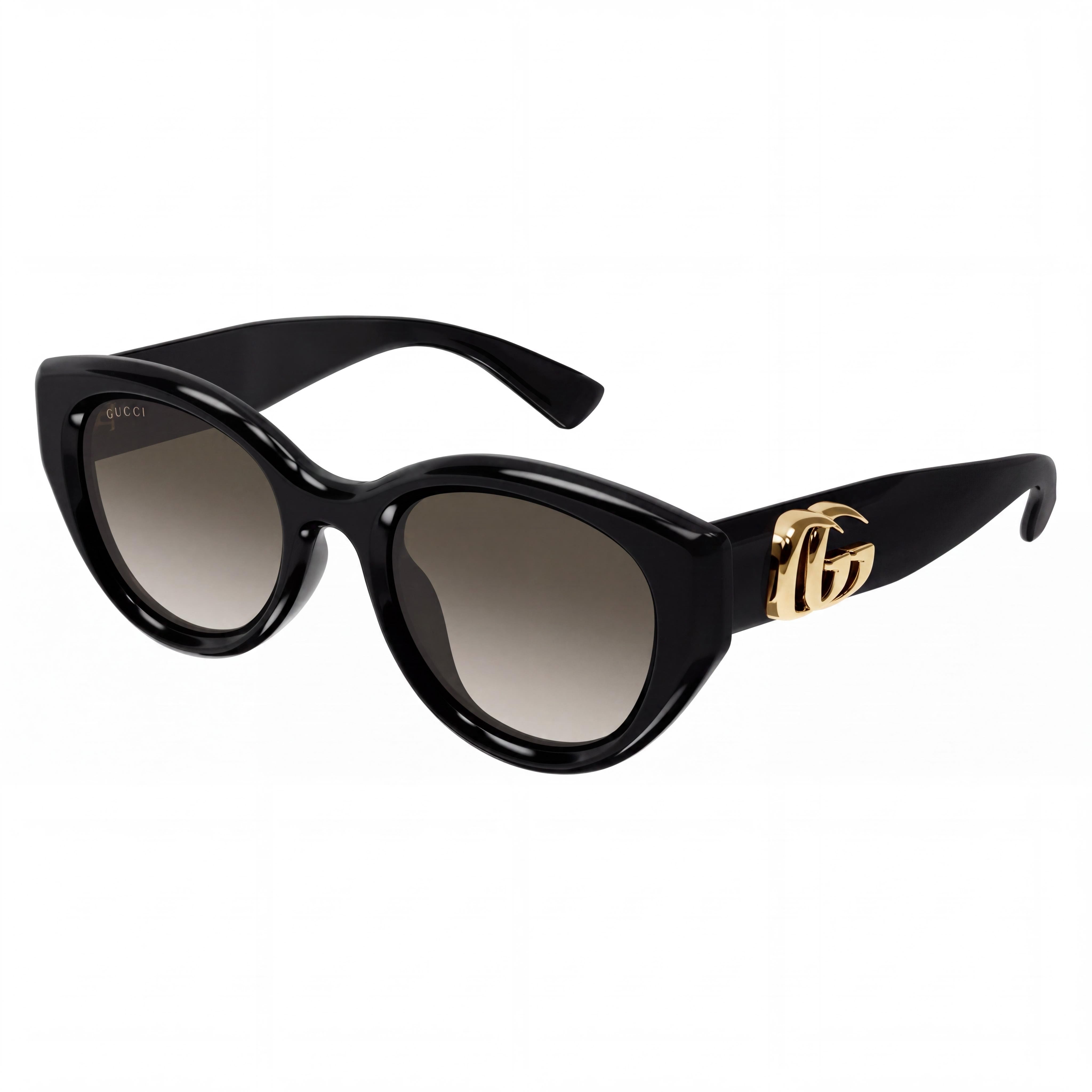Gafas de sol unisex modernas Gucci con montura negra, lentes negras, puente de 18 mm, patillas de 145 mm, Photo 1