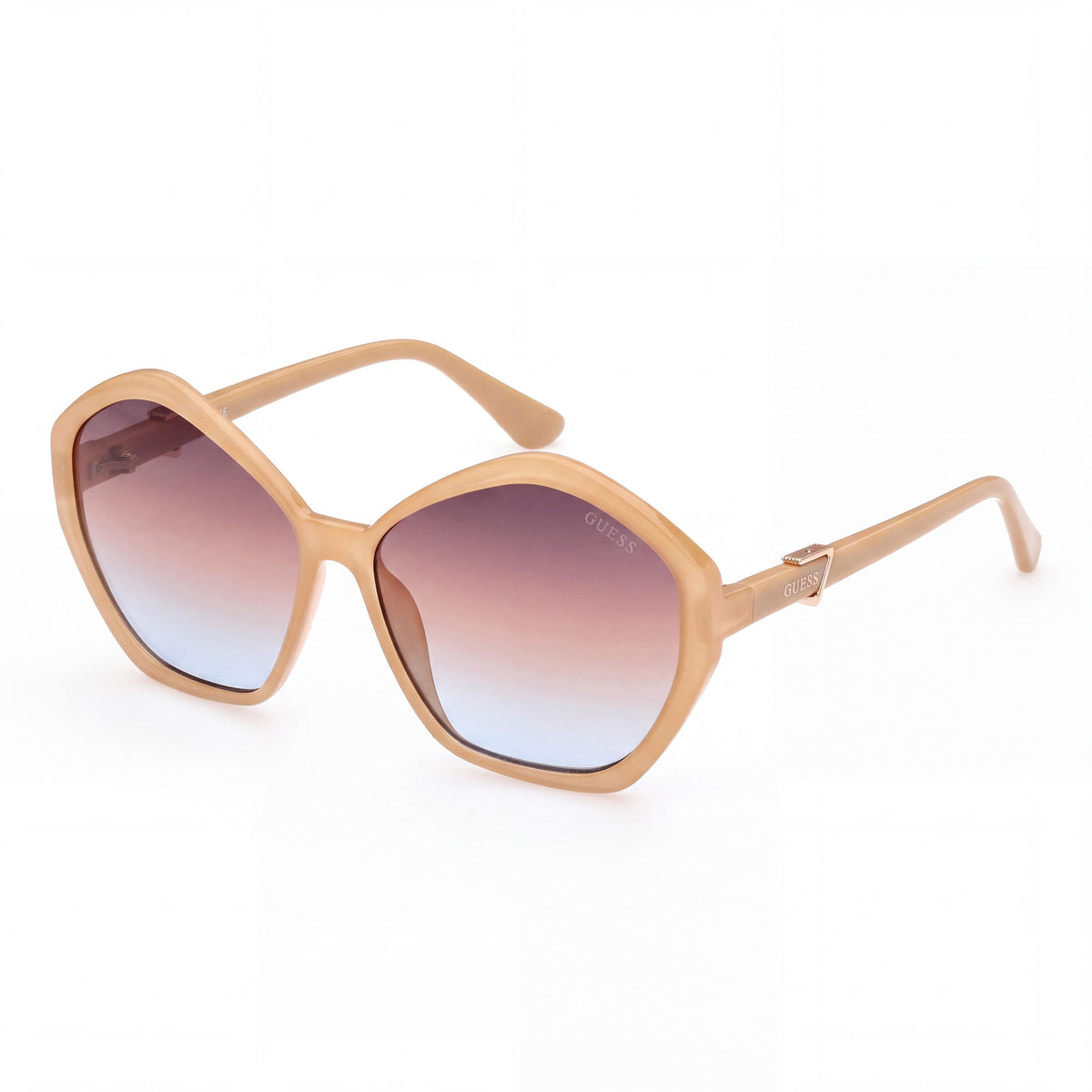 Gafas de sol GUESS 781357F58 para mujer, montura inyectada color beige brillante, lentes degradadas marrones con 100% protección UV, 58 mm, Photo 1