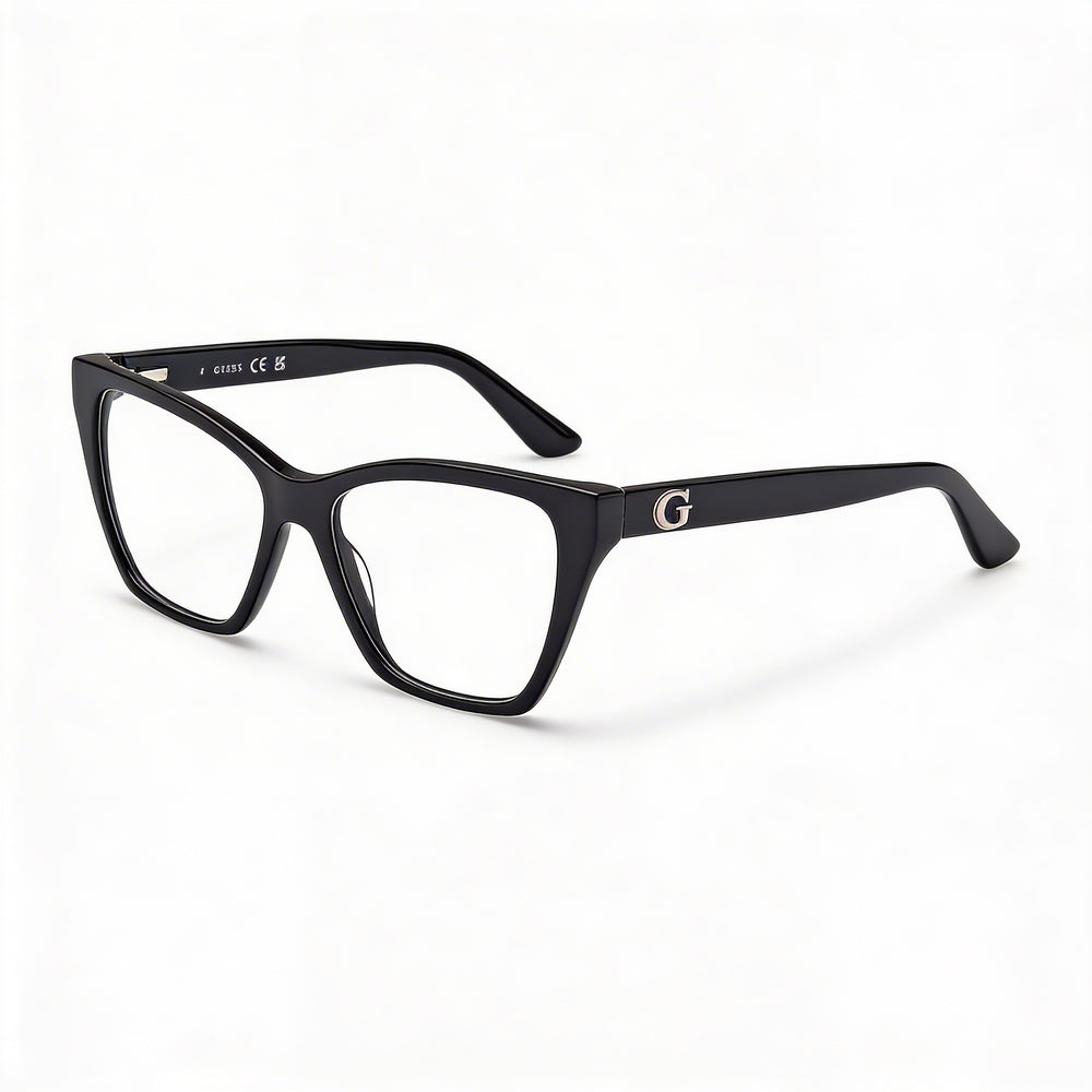 GUESS Gu50235 Montura de plástico negro brillante para mujer con lentes sin policarbonato de 52 mm