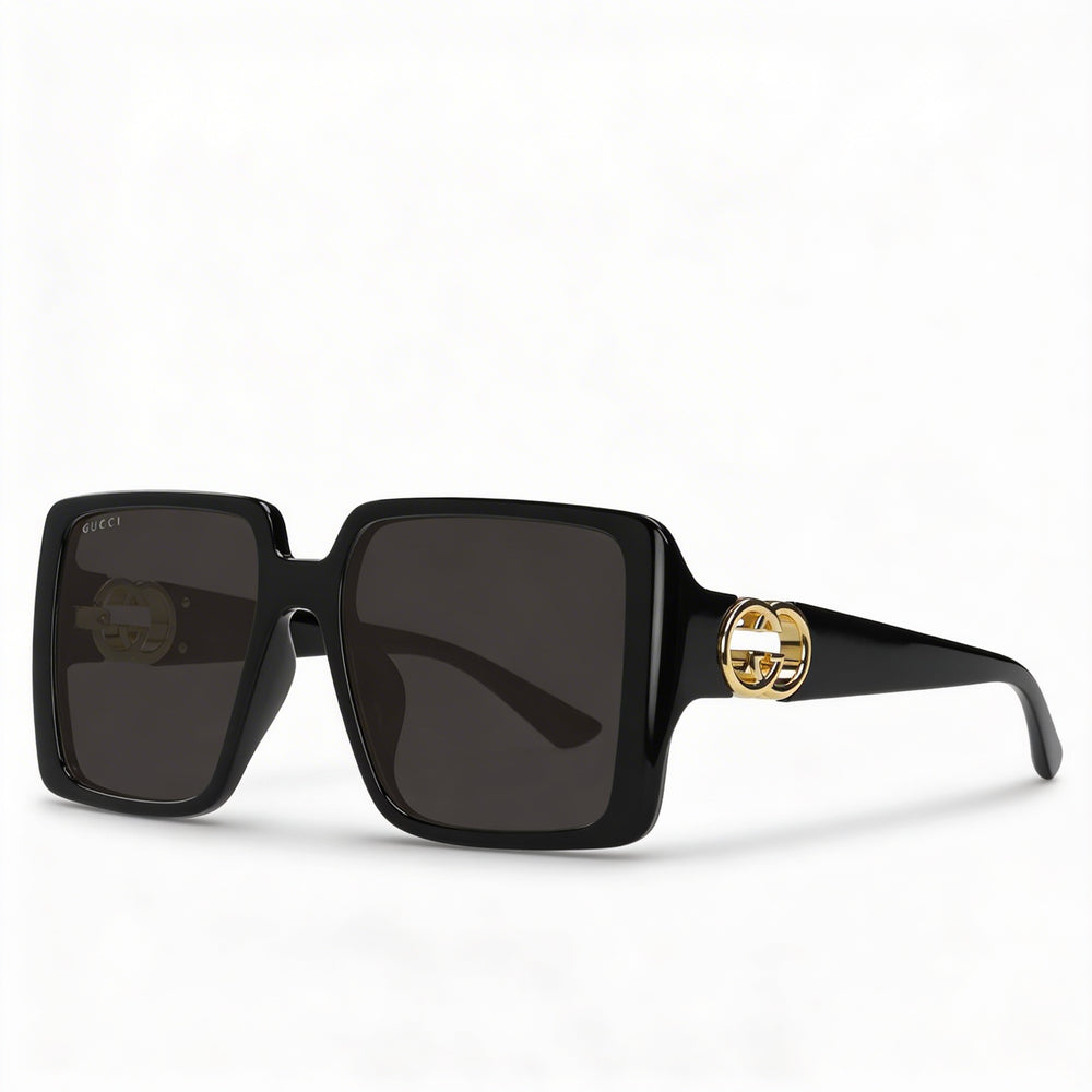 Gucci Classic Women's Black Grey Plastic Frame Sunglasses, 54mm Lens, 18mm Bridge, 135mm Temples