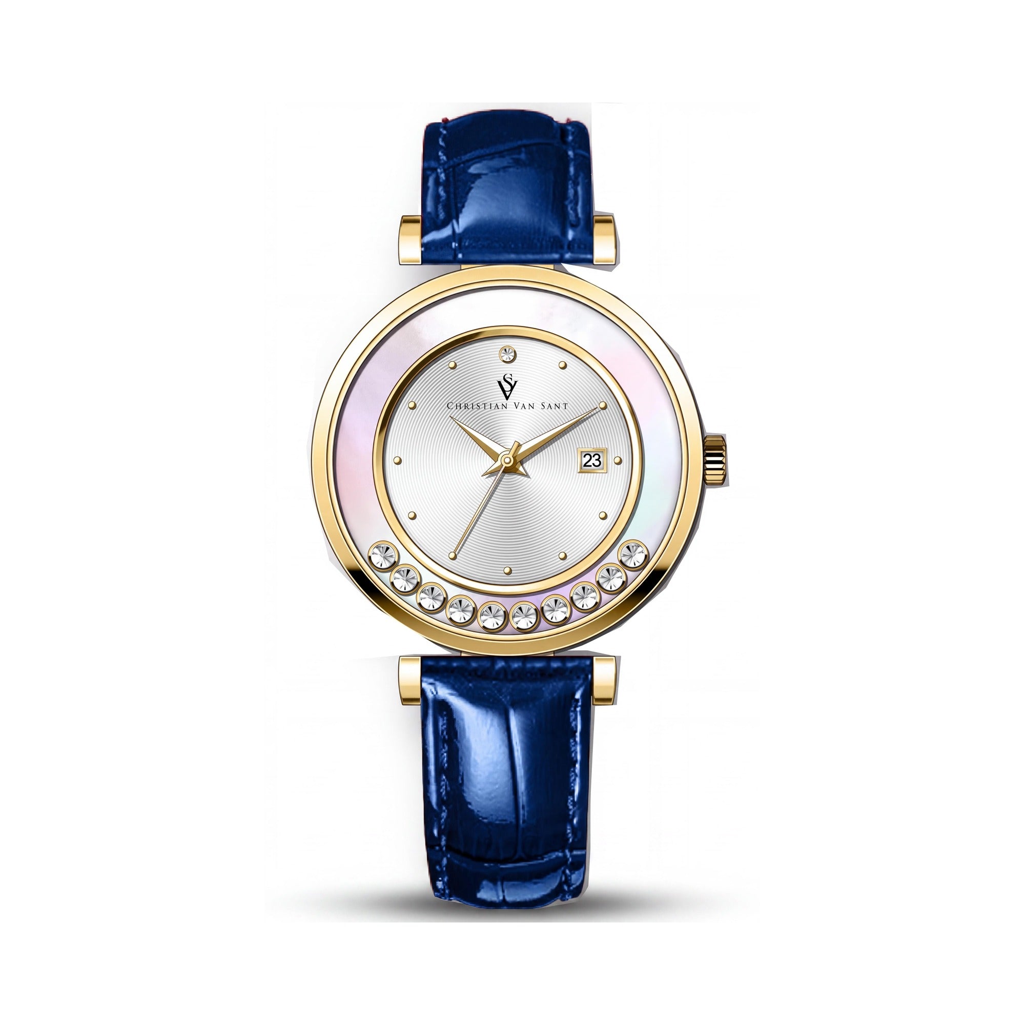 Christian Van Sant CV3813 Modern Women's Watch with Silver Stainless Steel Case and Leather Strap, Water Resistant Quartz Movement, Photo 1