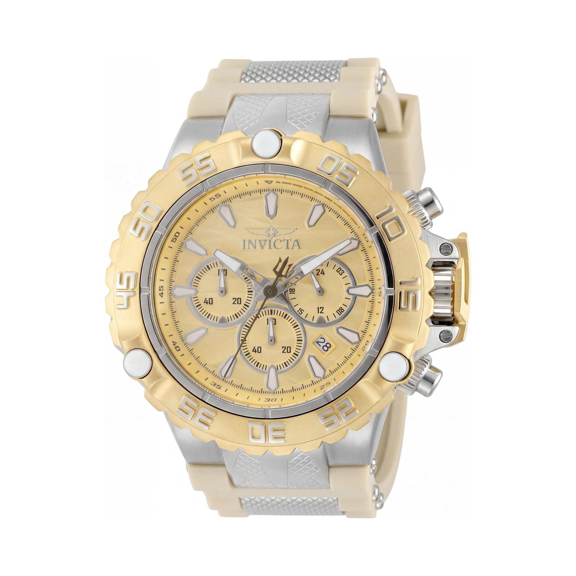 Invicta Subaqua 48553 Unisex Chronograph Silver Stainless Steel Gold Dial Quartz Silicone Strap Watch 55.40mm, Photo 1