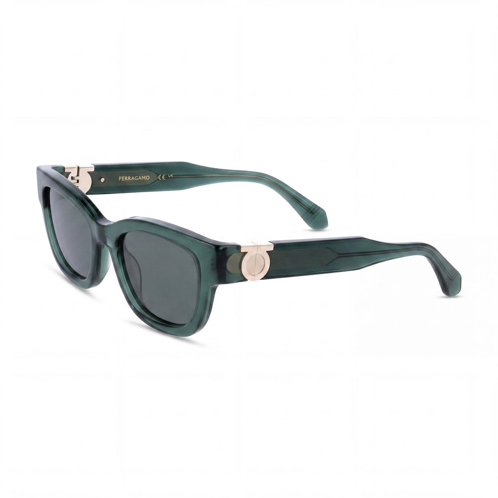Gafas de Acetato Verde Transparente Modernas Unisex Ferragamo con Cristales de Policarbonato 52-20