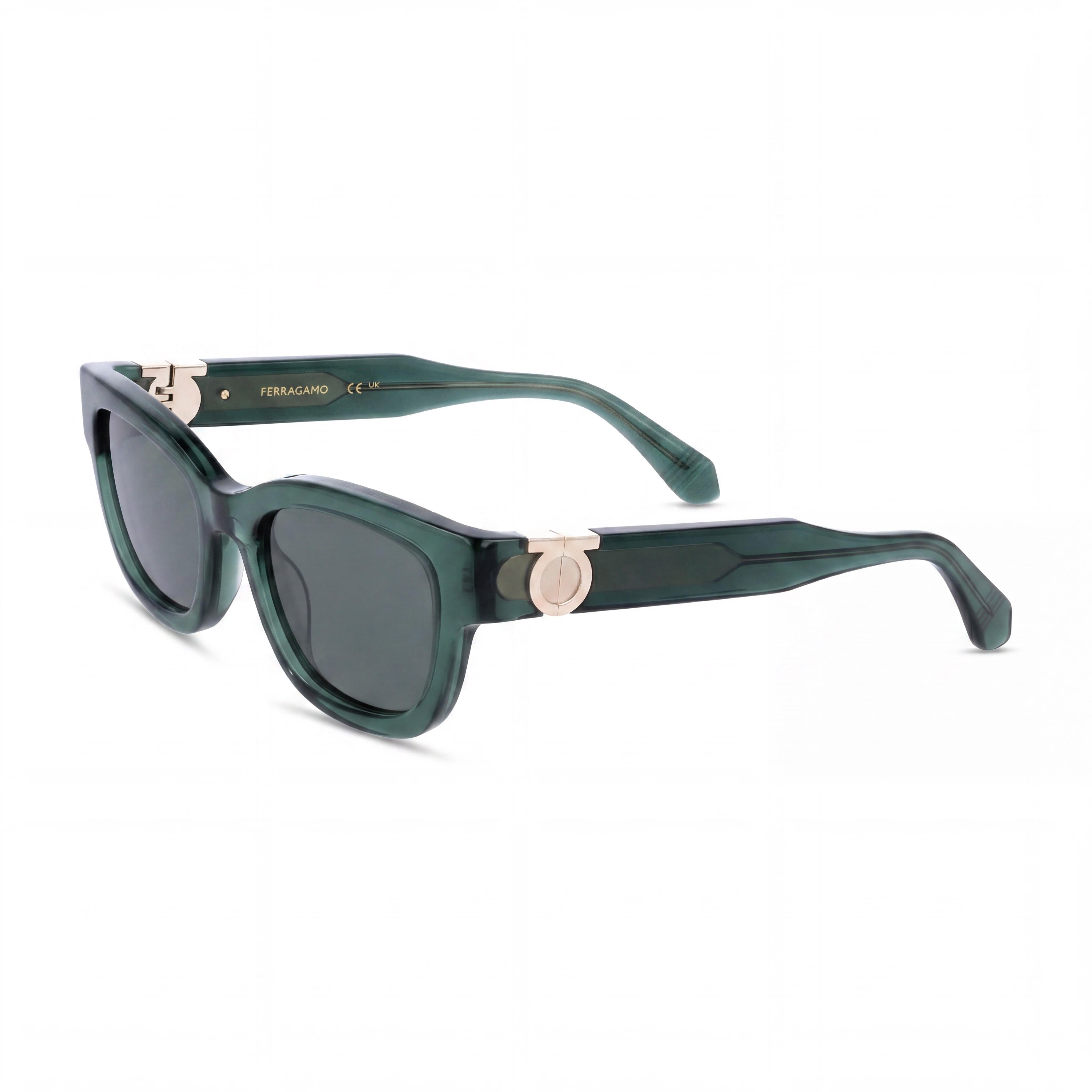Ferragamo Modern Unisex Transparent Green Acetate Frame Eyeglasses with Polycarbonate Lenses 52-20, Photo 1