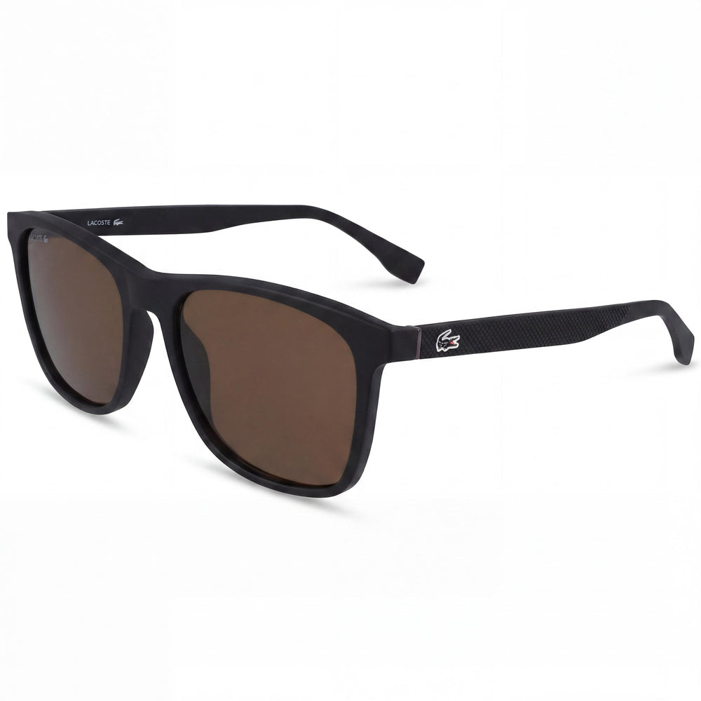 Gafas de sol unisex Lacoste Petit Pique cuadradas de plástico negro mate con protección UV de 56 mm