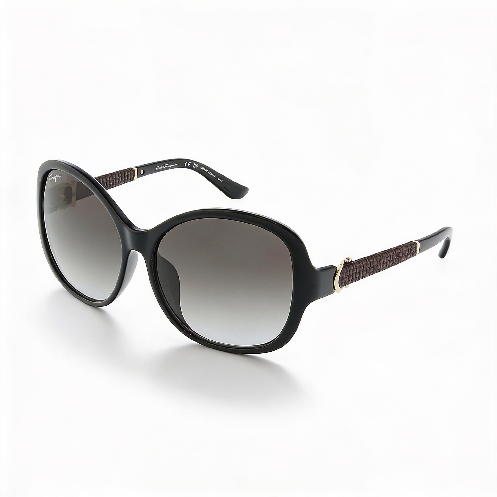 Gafas de sol Ferragamo Oval Gradiente Negro Gris de Mujer con Montura de Plástico Negro Gris Gradiente, Lente de Gradiente Gris, Protección UV, 59mm, Photo 1