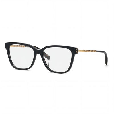 Chopard Vch333w Women's Black Gold Acetate Metal Full Rim Square Non-Polarized Eyeglasses 55mm