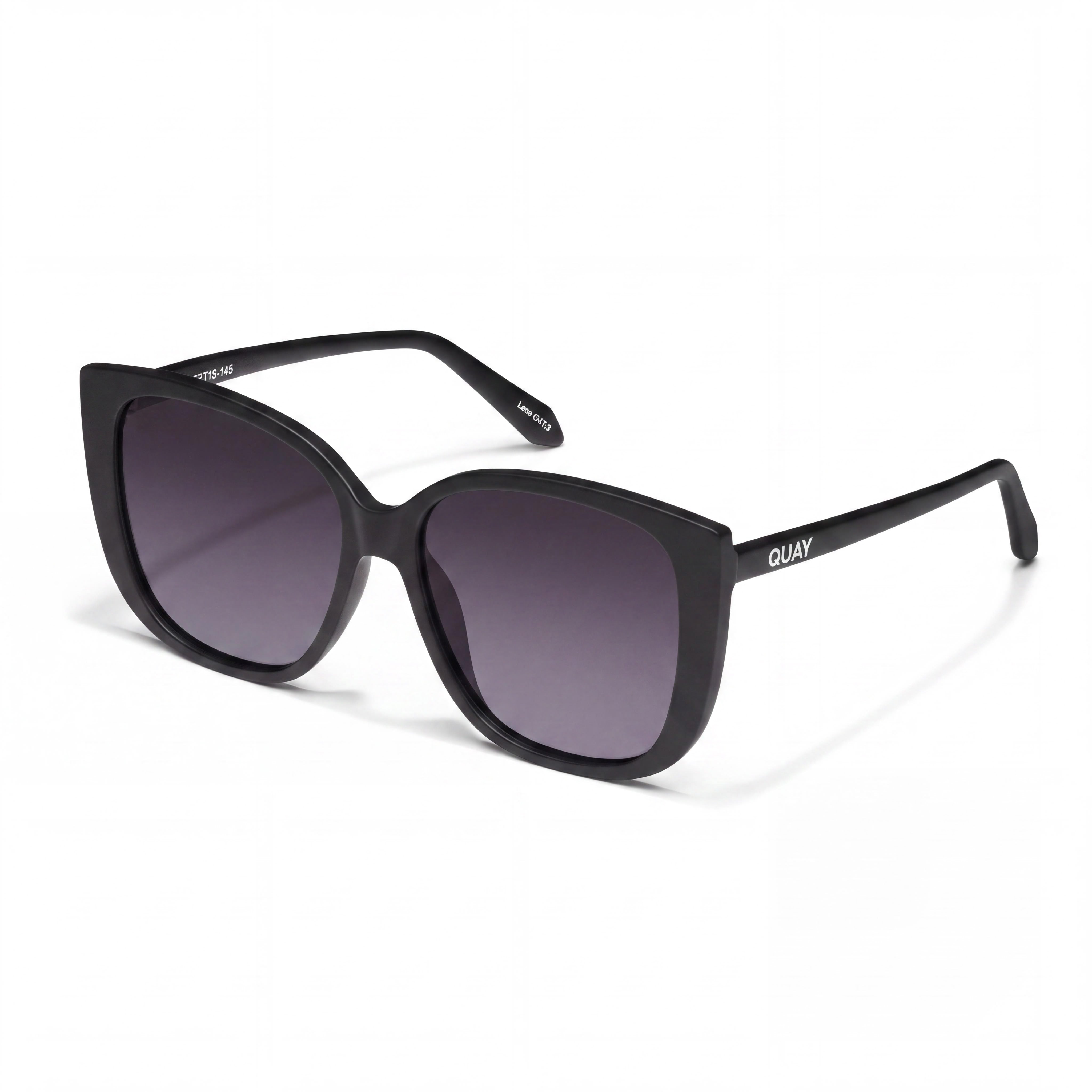 QUAY AUSTRALIA Ever After Women's Oversized Cat Eye Polarized UV Sunglasses Matte Black, Photo 1