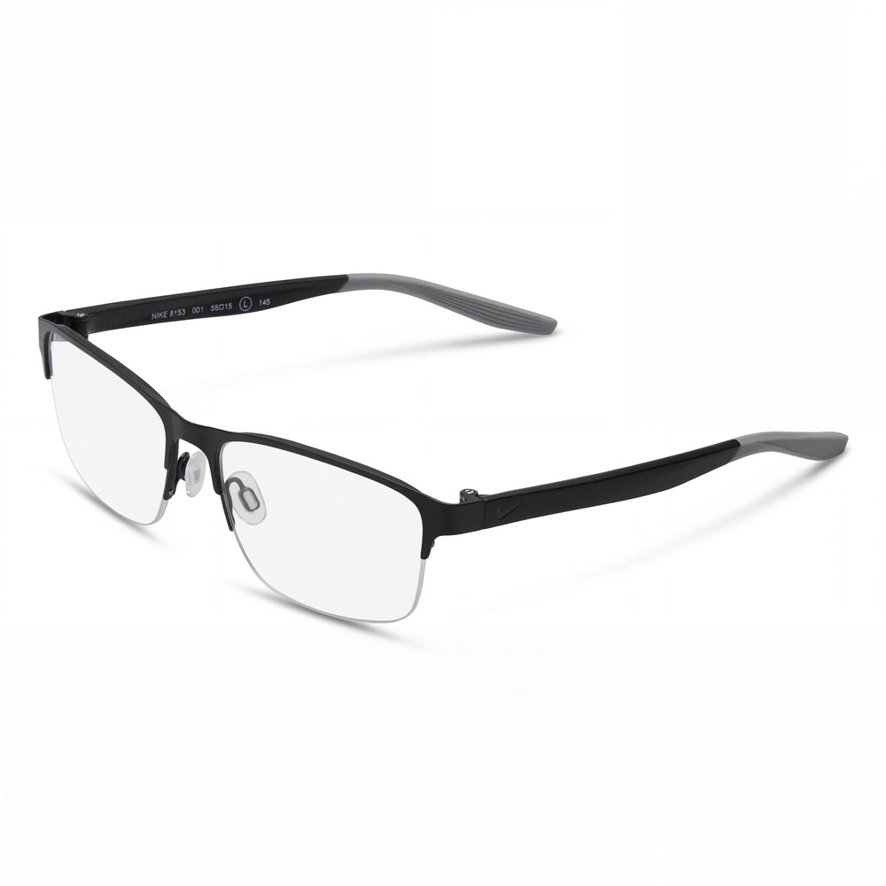 Gafas Nike Modern Unisex con montura metálica y protección UV 400, lentes no polarizadas, negro satinado/negro mate, 55 mm