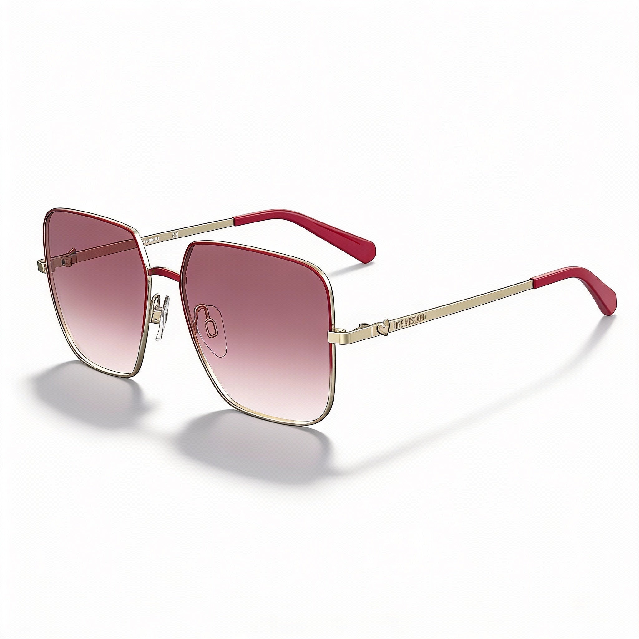 Love Moschino Classic Women's Red Plastic Pink Double Shade UV Sunglasses 56mm, Photo 1