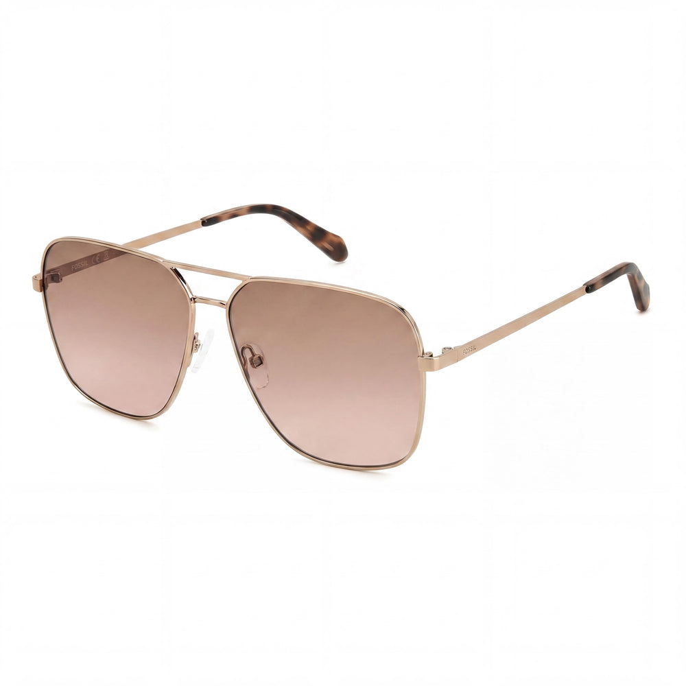 Fossil Fos 3154/G/S Women's Red Gold Stainless Steel Sunglasses Brown Pink Shaded 61mm