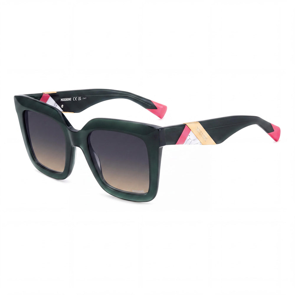 M Missoni Modern Women's Acetate Sunglasses Green Blue Doubleshade Peach UV Protection 52mm