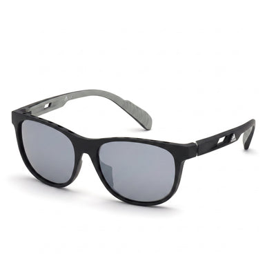 Gafas de sol adidas Contemporary unisex con montura inyectada, lentes de espejo ahumadas negras y protección UV de 55 mm