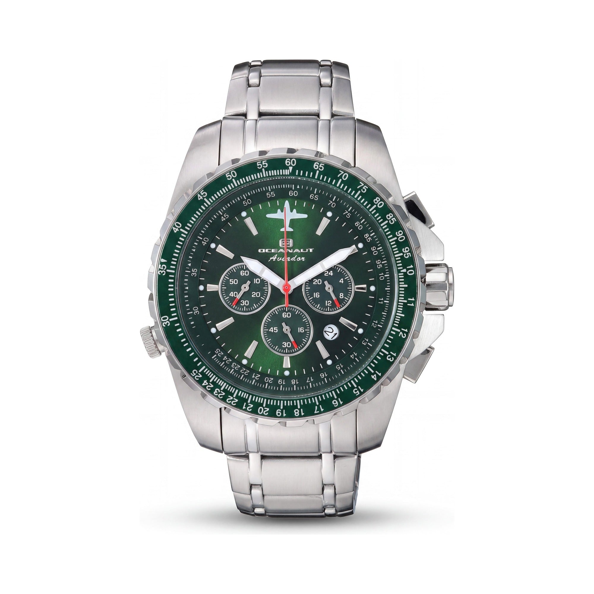 Oceanaut Aviador Pilot - Cronógrafo de cuarzo para hombre, esfera verde, acero inoxidable, 45 mm, Photo 1