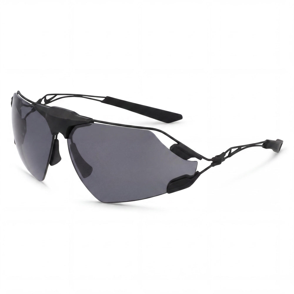 Nike ZEUS EDGE P Men's Sport Titanium Sunglasses, Matte Black Frame, Polarized Grey Lenses, UV 400, 76mm