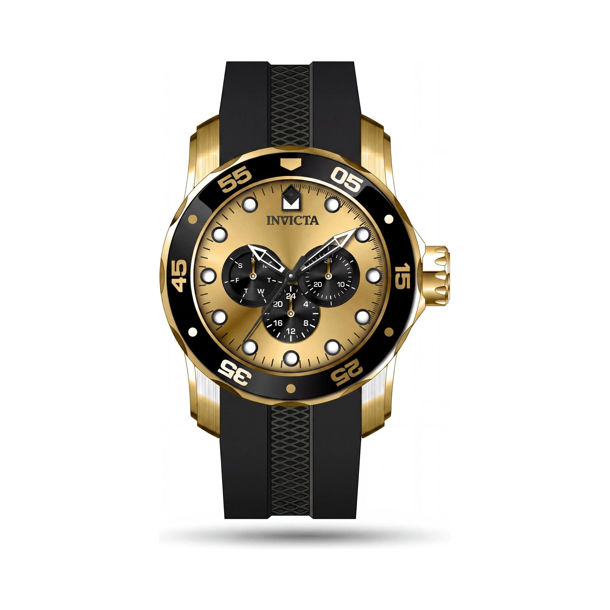 Reloj Invicta Pro Diver IN-45719-AMZUK unisex de acero inoxidable dorado con cronómetro y correa de silicona negra de 48 mm., Photo 1