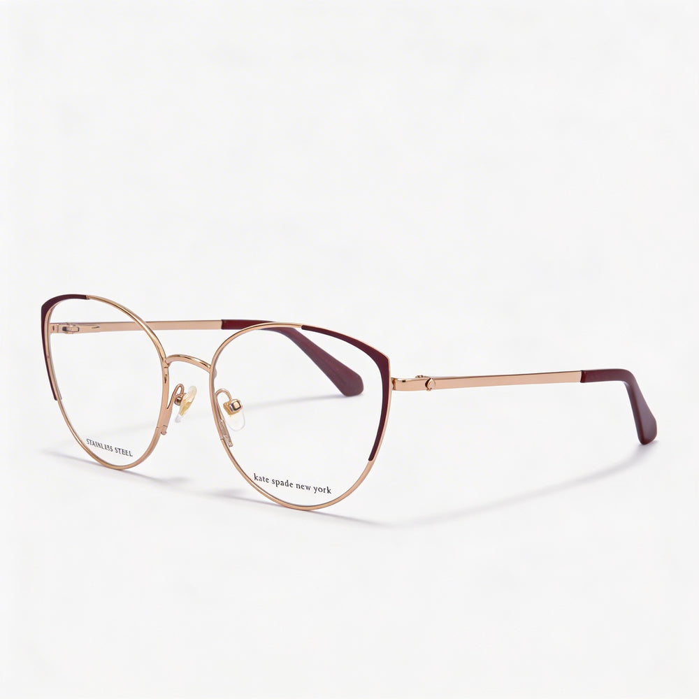Kate Spade New York Modern Women's Metal Frame Eyeglasses with Polycarbonate Lenses, Rose Gold Red, 52mm