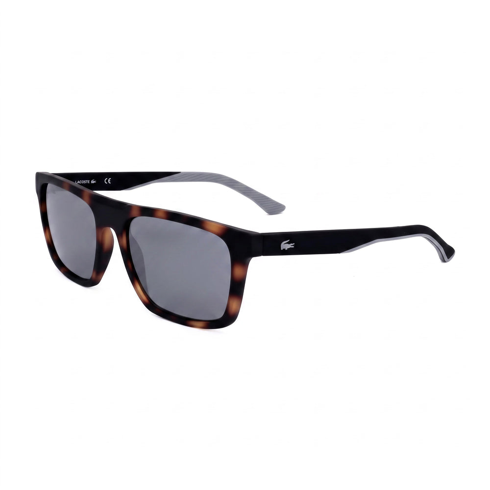 Gafas de sol Lacoste L957s para hombre, de plástico mate havana, espejo gris sólido, no polarizadas, protección UV 56mm