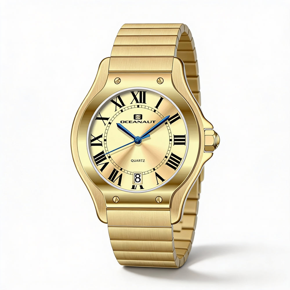 Reloj Oceanaut para mujer, de acero inoxidable dorado, con movimiento de cuarzo, resistente al agua y a los arañazos.